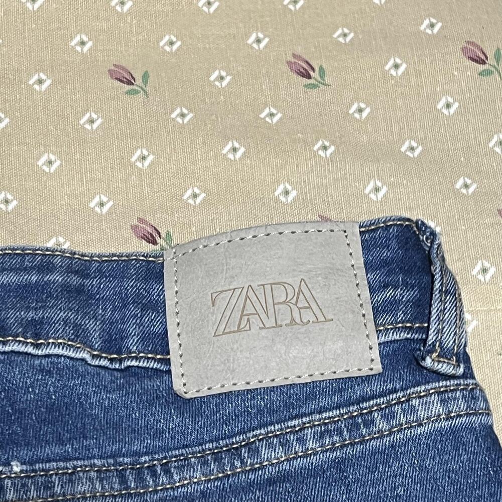 ZARA Jeans Womens 6 Blue Skinny Distressed‎ Raw Hem Frayed Ankle Medium Wash - Picture 12 of 12